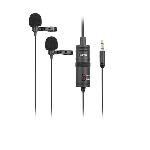 Original Boya Dual Clip Interview Microphone (BOYA M1DM) Best for 2 Person Recording or Live Videos